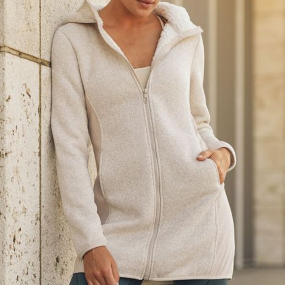 Mono B Jackets & Blazers - Longline Sherpa Hoodie Jacket